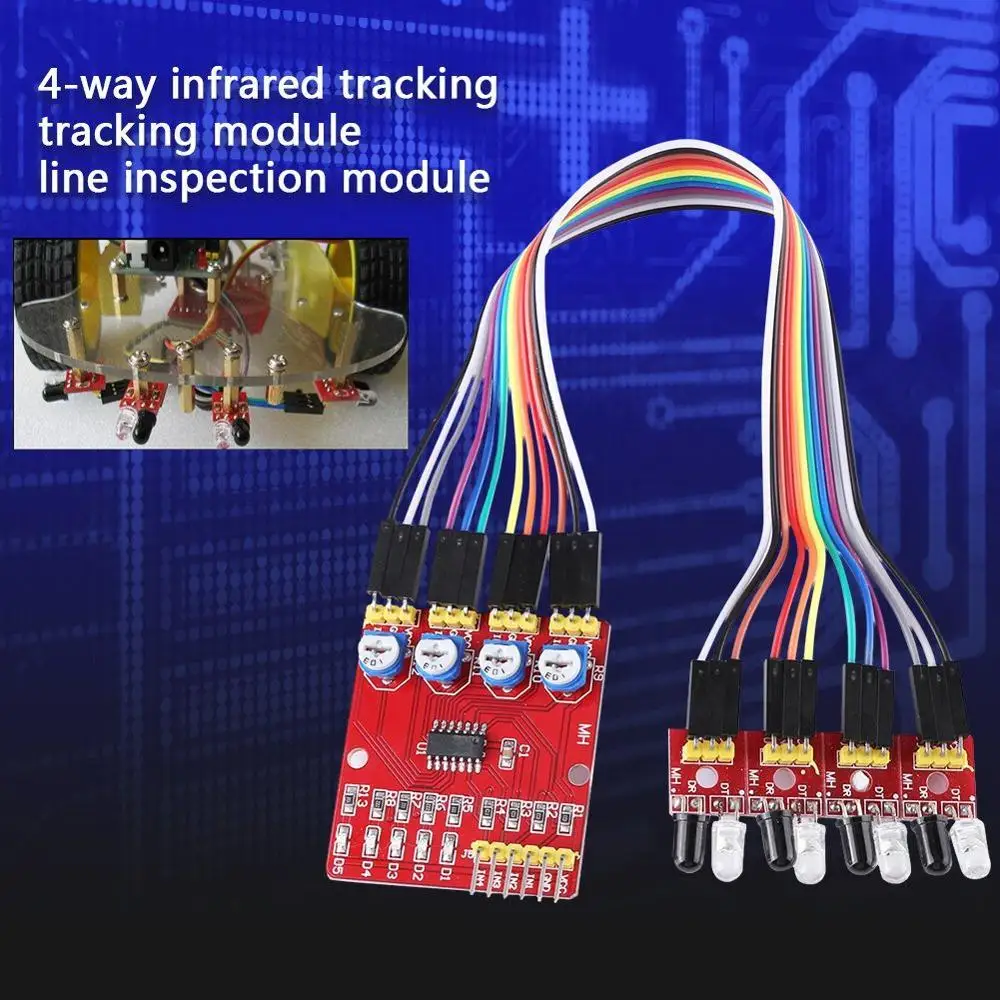 4-channel Infrared Tracking Module Set Smart Car Obstacle Avoidance PCB Reflection Sensor