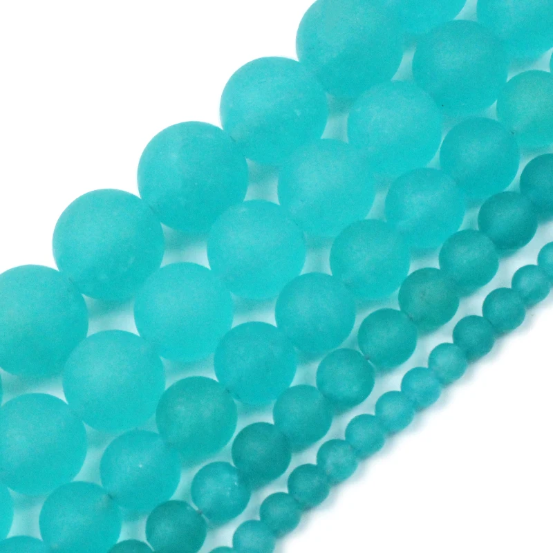 Natural Matte Green Chalcedony Stone Round Loose Spacer Beads 4 6 8 10 12mm Pick Size for Jewelry Making DIY Bracelet Necklace