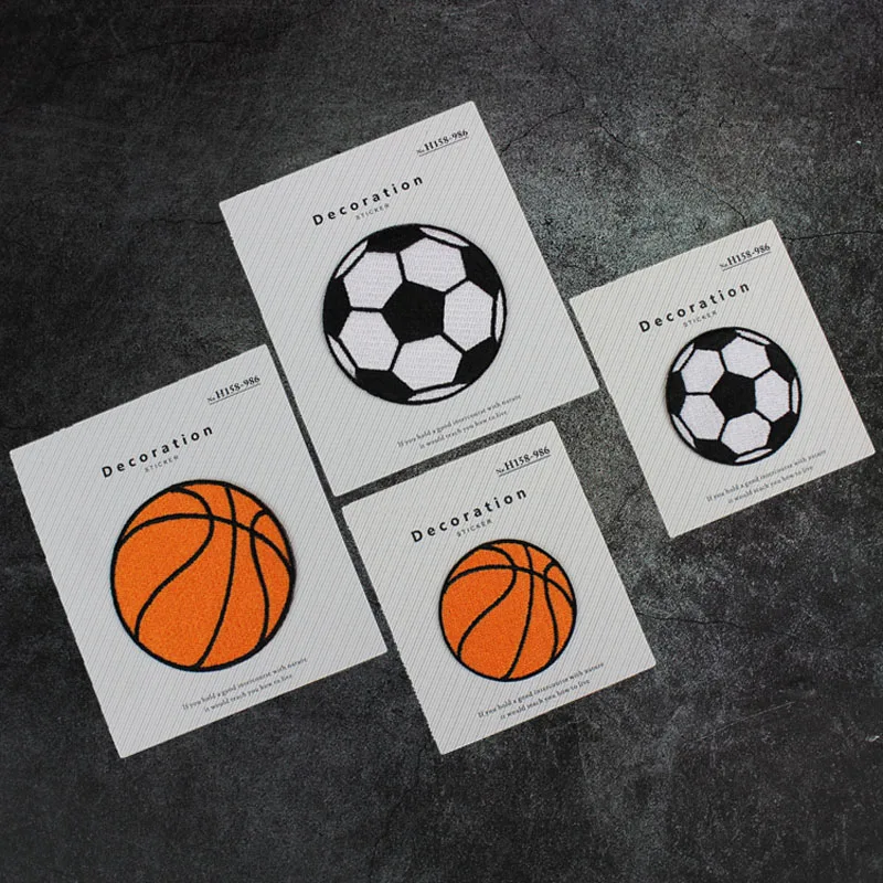 AHYONNIEX Football Basket Ball Fabric Patches Small Size Flag stickers Embroidery Badges Iron on Patch for Clothes DIY