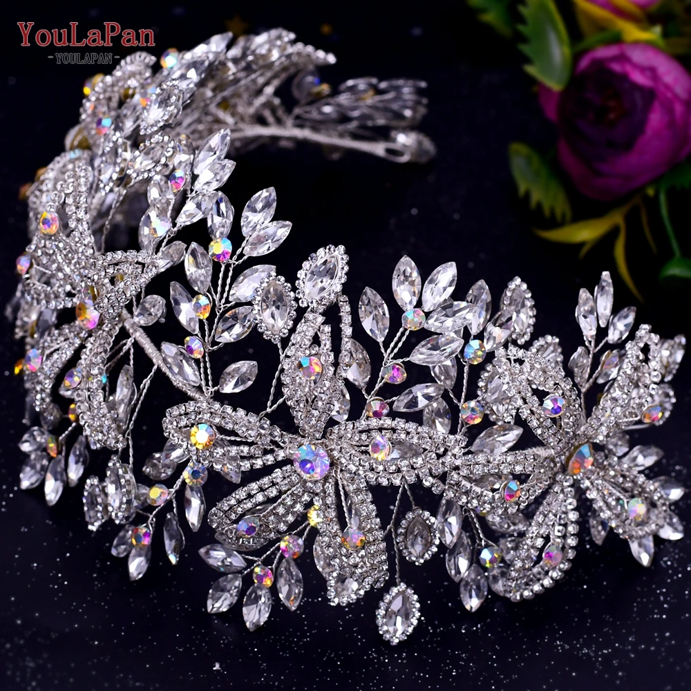 

YouLaPan HP395 Crystal Bridal Headband Wedding Tiaras Bride Crowns Hair Accessories Pageant Headdresses Flower Women Headpiece