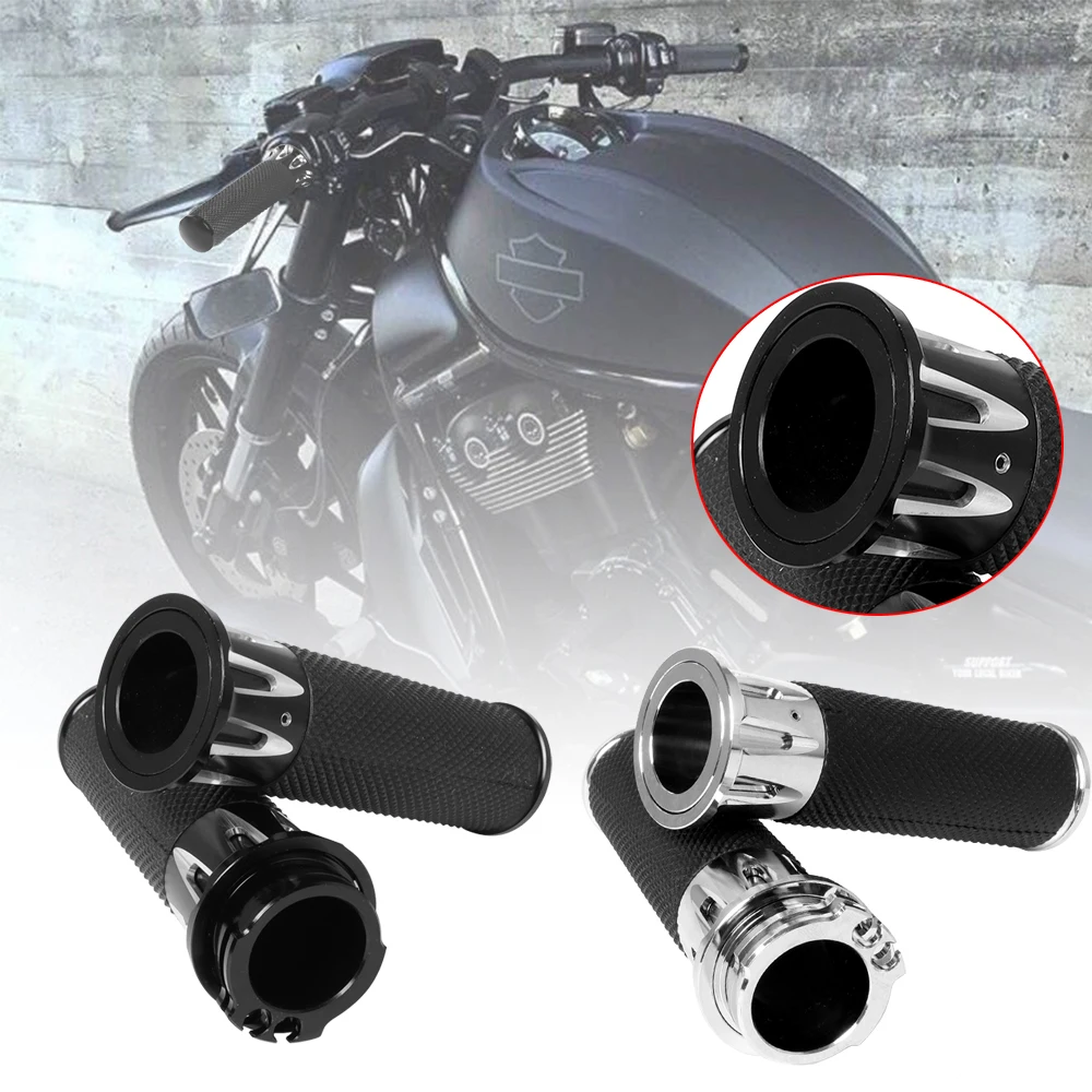 

Universal Motorcycle Black Handlebar Hand Grips Aluminum Chrome For Harley Sportster 883 1200XL VRSC Touring Dyna Softail Custom