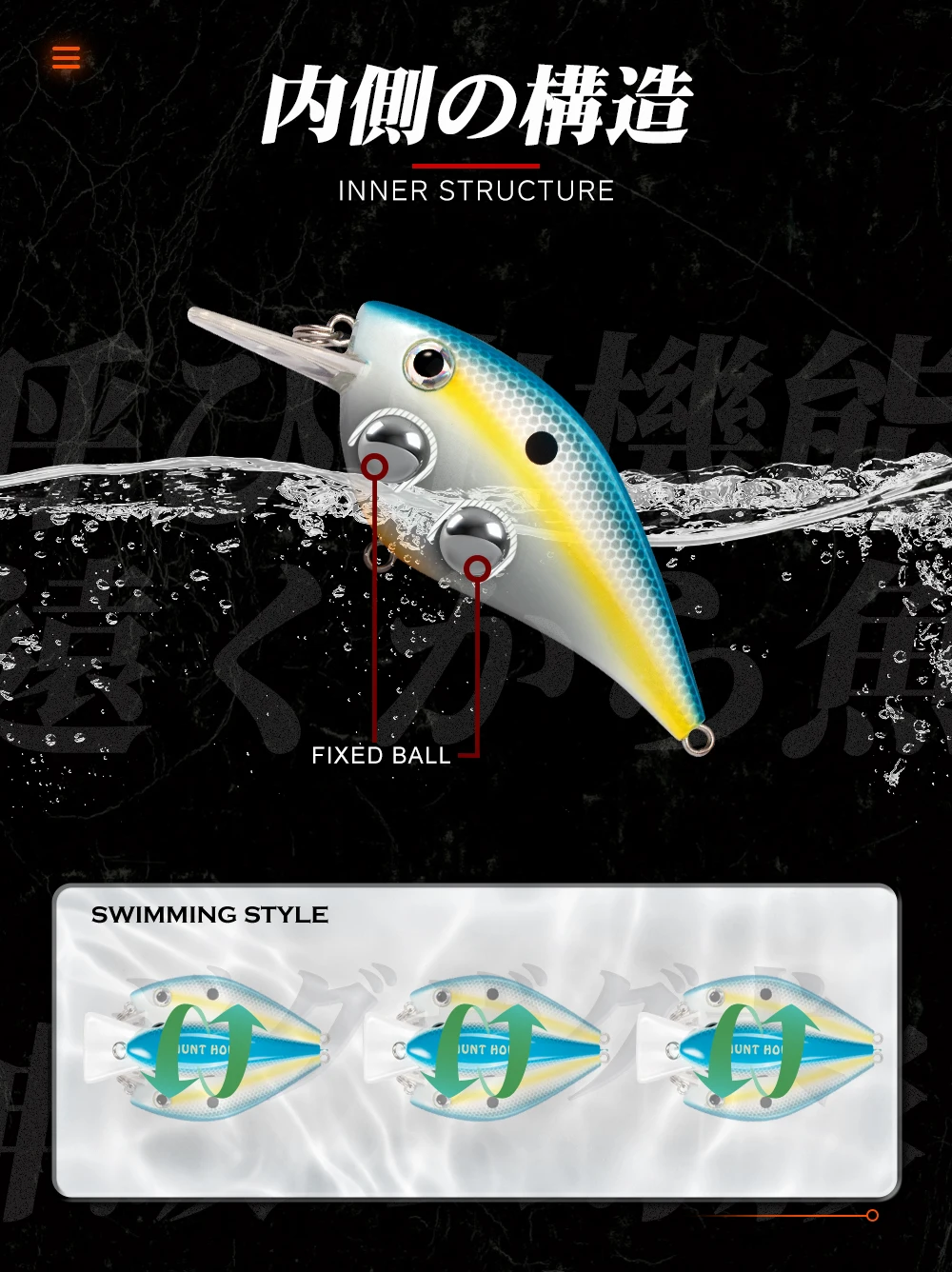 Hunthouse Angelköder, harte Köder, Kurbelköder, schwimmend, 65 mm, 16,5 g, KVD 2,5, Squarebill-Wobbler, Swimbait für Hecht, Bass, Forelle – Detail 6