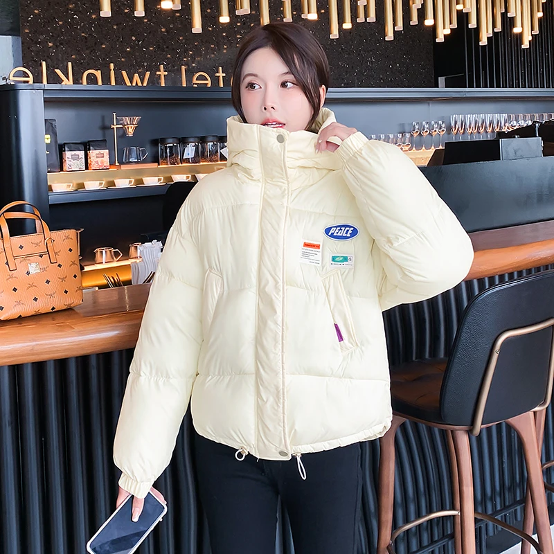 

Plus Size Stand Collar Thick Puff Jacket for Women Winter Warm Short Style Female Coat Casual Loose Ladies Cotton Padded Jackets
