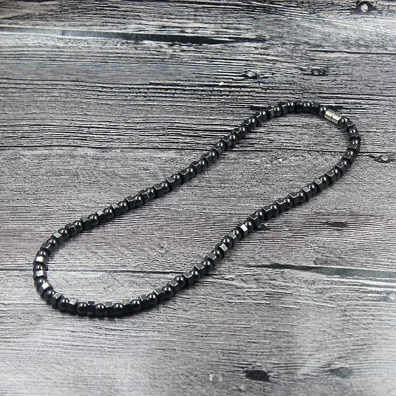 New Black Vintage Magnetic Hematite Beaded Energy Healing Therapy Healthy Necklace for Men and Women HN022