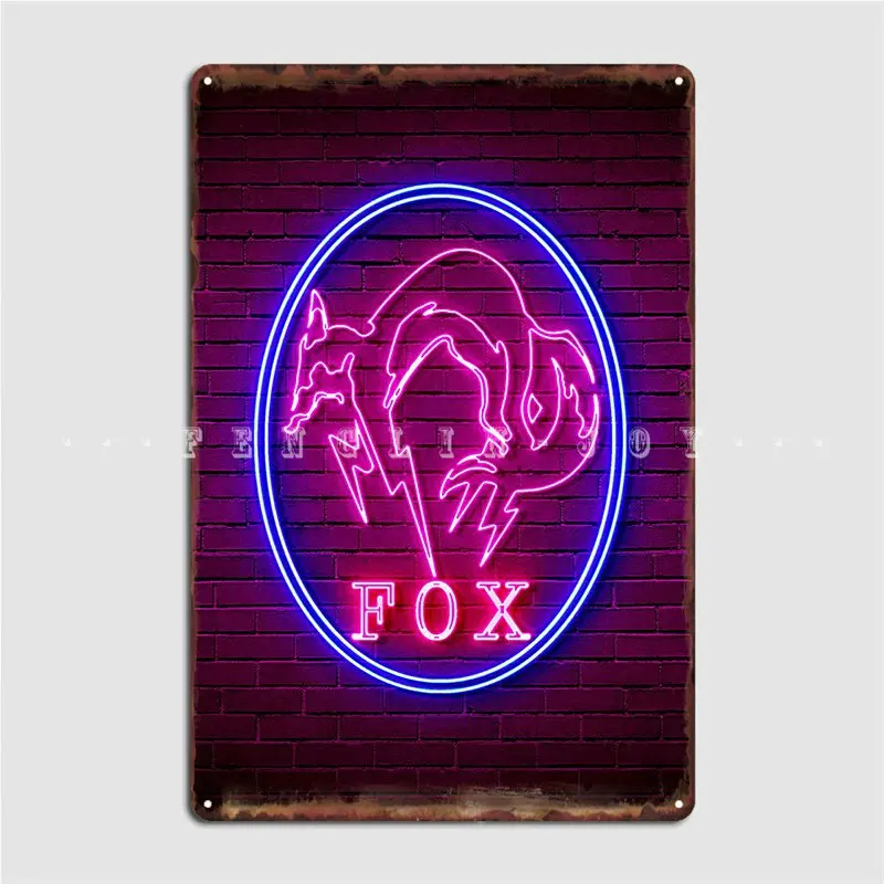 Metal Gear Solid Fox Neon Metal Sign Wall Cave Printing Garage Club Plaques Tin Sign Poster