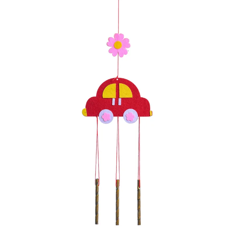 1Pcs Children DIY Wind Chimes Handmade Craft Toy Kits Wind Bell Arts Cartoon Hangings Stickers Kids Windbell Toys For Girls