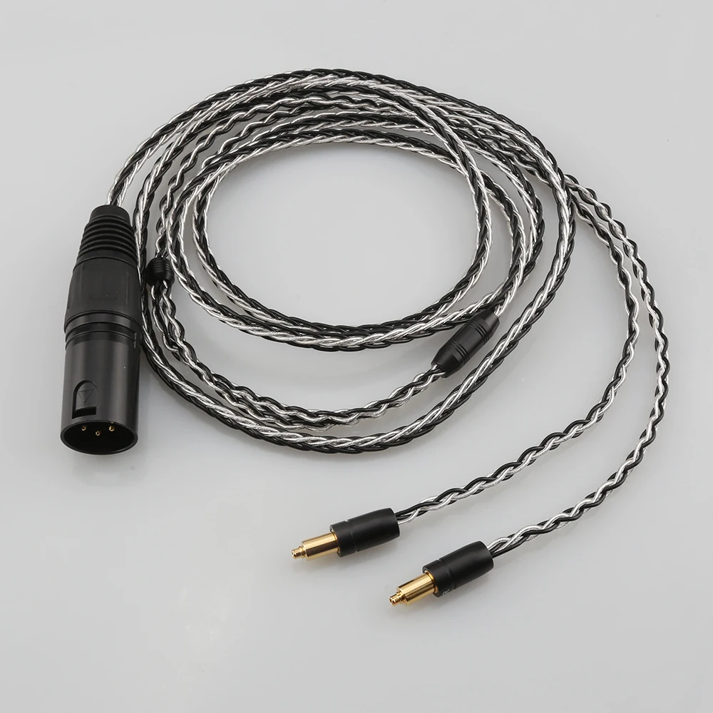 High Quality 2.5mm 4.4mm XLR 3.5mm 8 Core Silver Plated Black Earphone Cable For Shure SRH1540 SRH1840 SRH1440