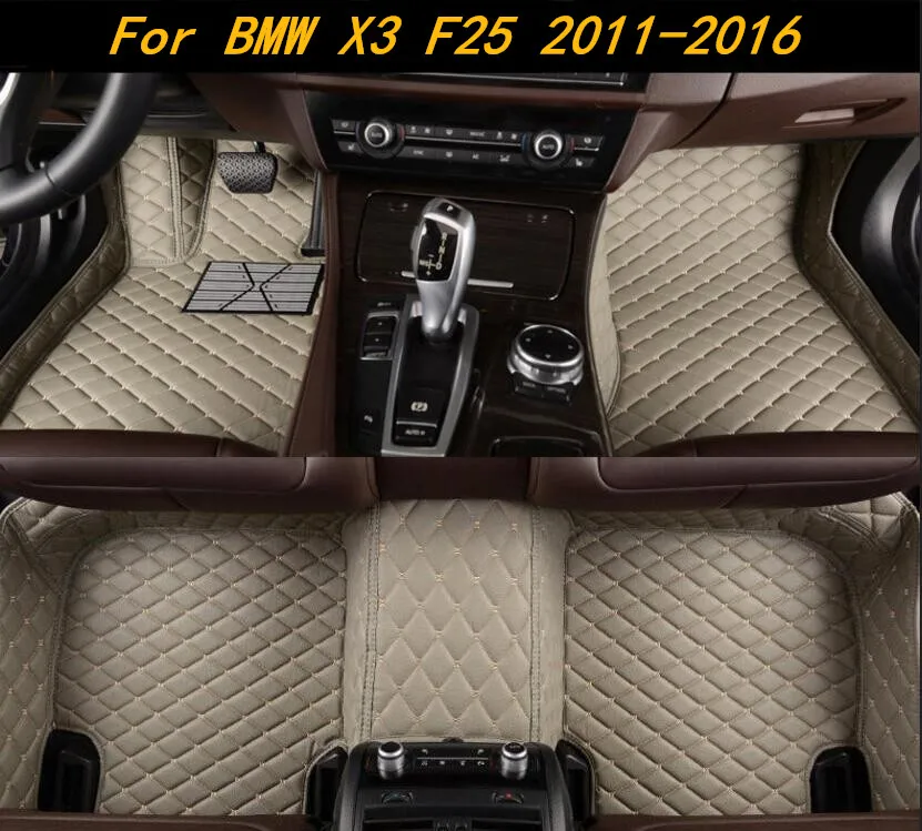 Car 3D Luxury Leather Car Floor Mats Fits For BMW X3 F25 2011-2016 EMS Free shipping