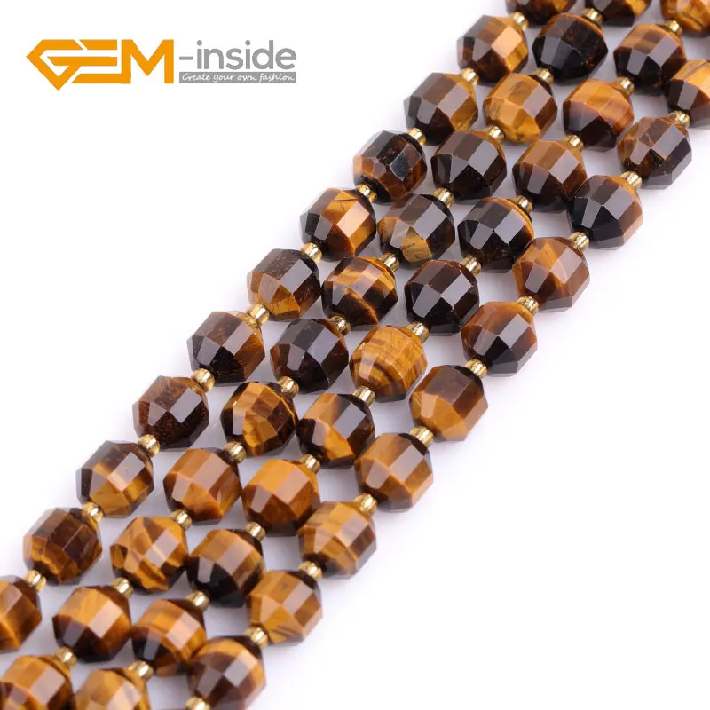 Hand Faceted Yellow Tiger eye Natural Stone Beads For Jewelry Making Adults Bulk Full 15