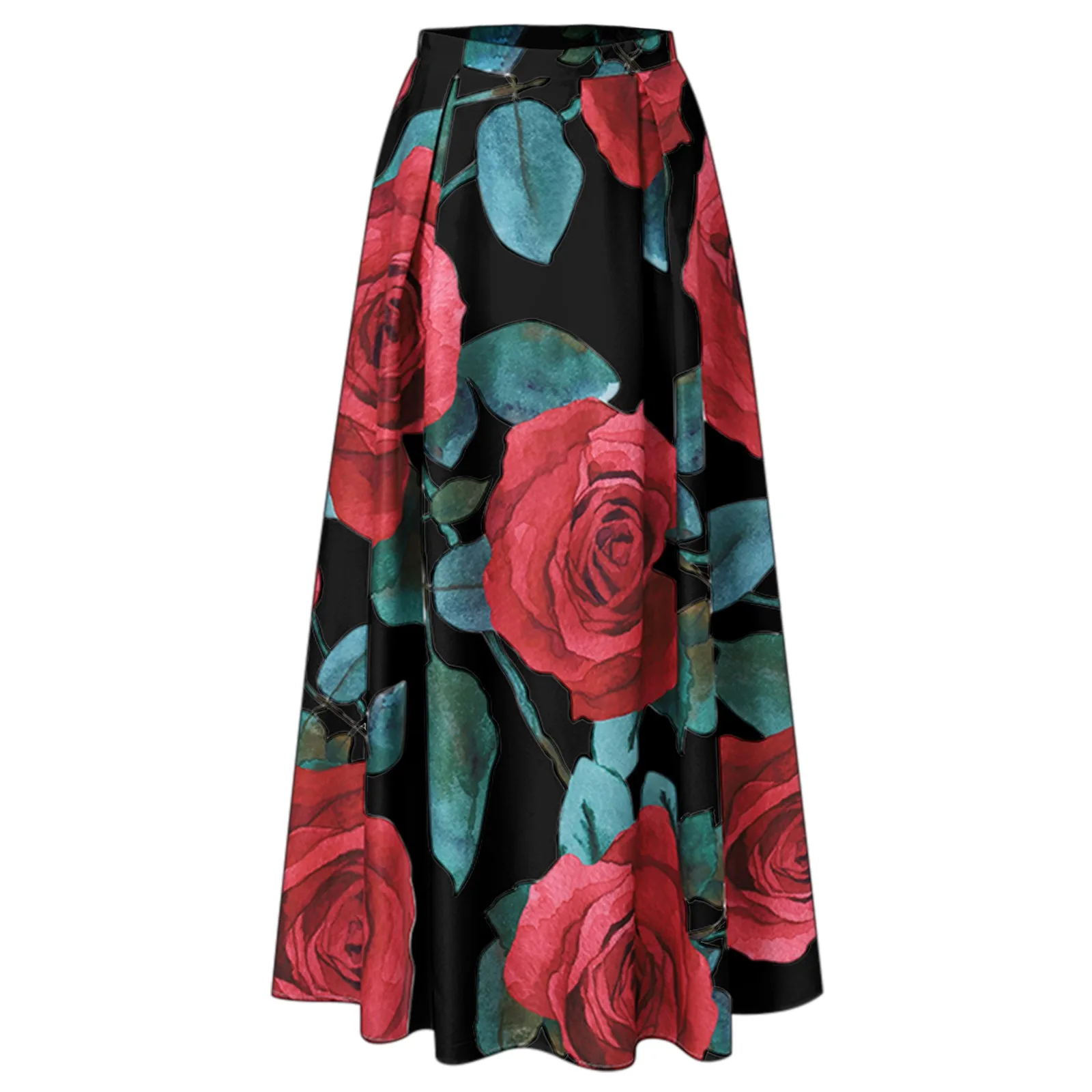 Fashion Flower Printed Women Bohemian Maxi Skirts High Waist Long Skirt Casual Loose Beach Party Buttoms Plus Size Dress 2021