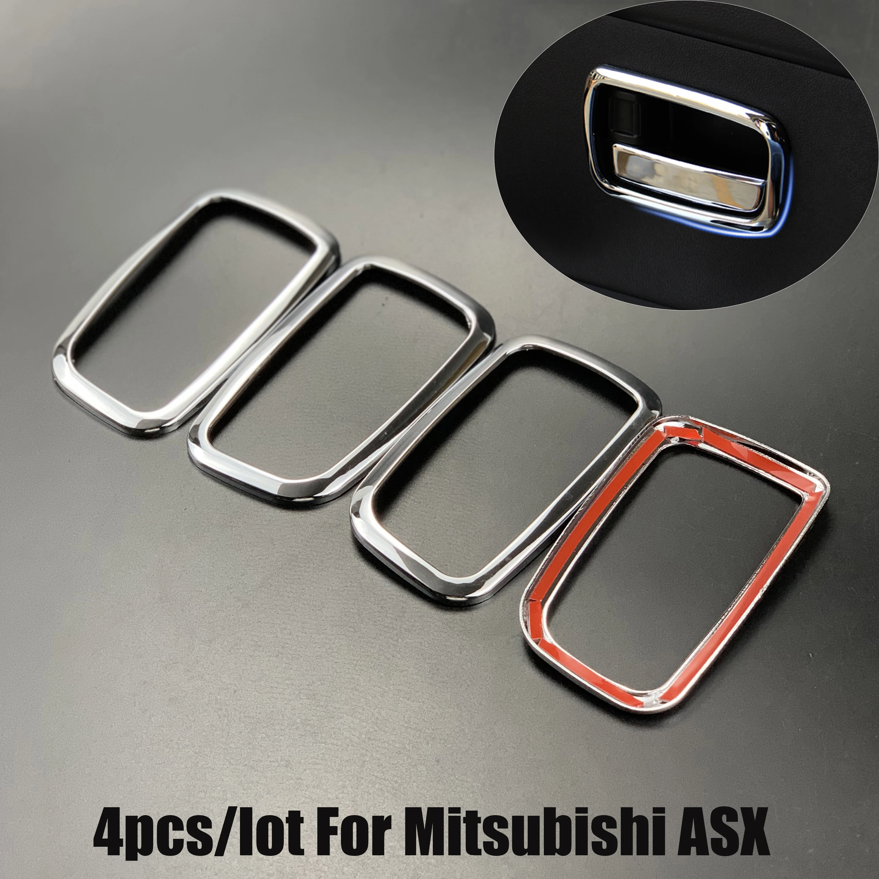 For Mitsubishi ASX ABS Chrome trim Internal handle bowls decoration ring Sticker 4 pcs / lot auto Accessories