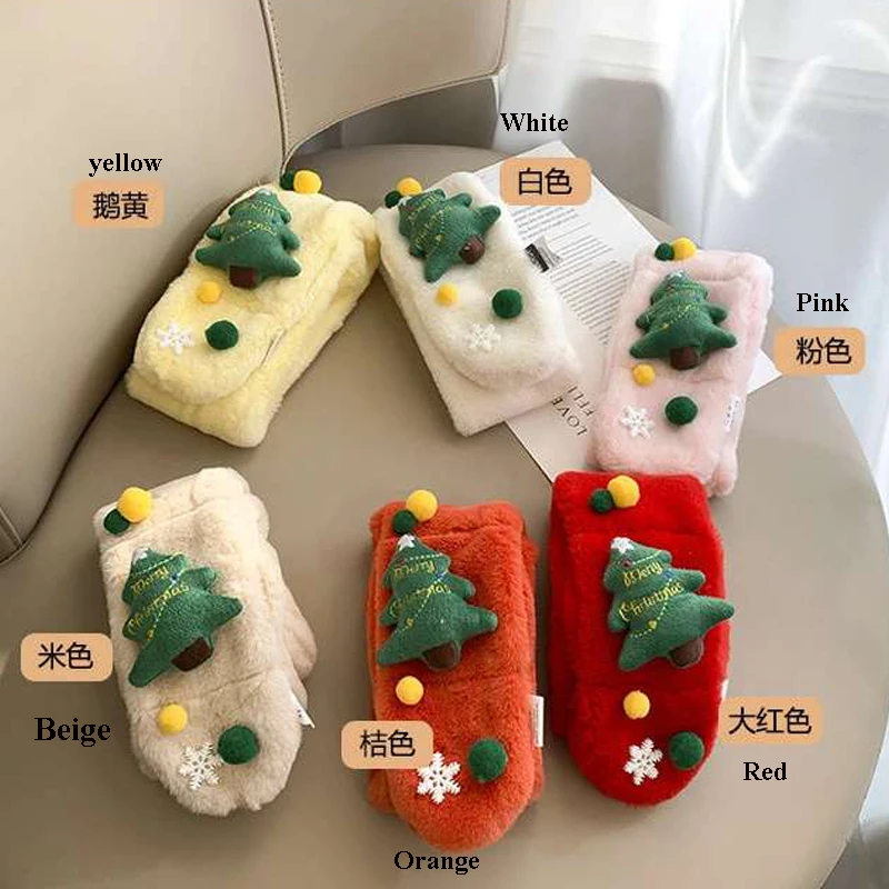 Scarft árvore de natal, fofo, crianças, meninos e meninas, quente, macio, outono inverno, cachecol de imitação de pele de coelho, cachecol, presente