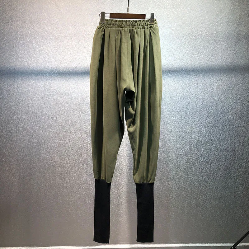 Pantalones harén de baile elásticos para hombre, pantalón original de color sólido, bombacho de hip-hop, moda de tendencia nacional