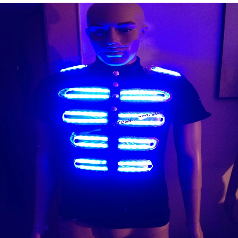 Dj disco party supplies festival ballroom dance clothes Men robot colorful LED lights luminous costume Illuminated suit