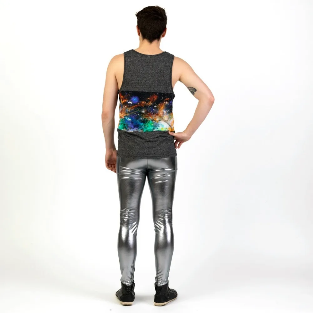 Speerise Men Shiny  Leggings Metallic Spandex Full Length Man Meggings Leggings Tights for Guys