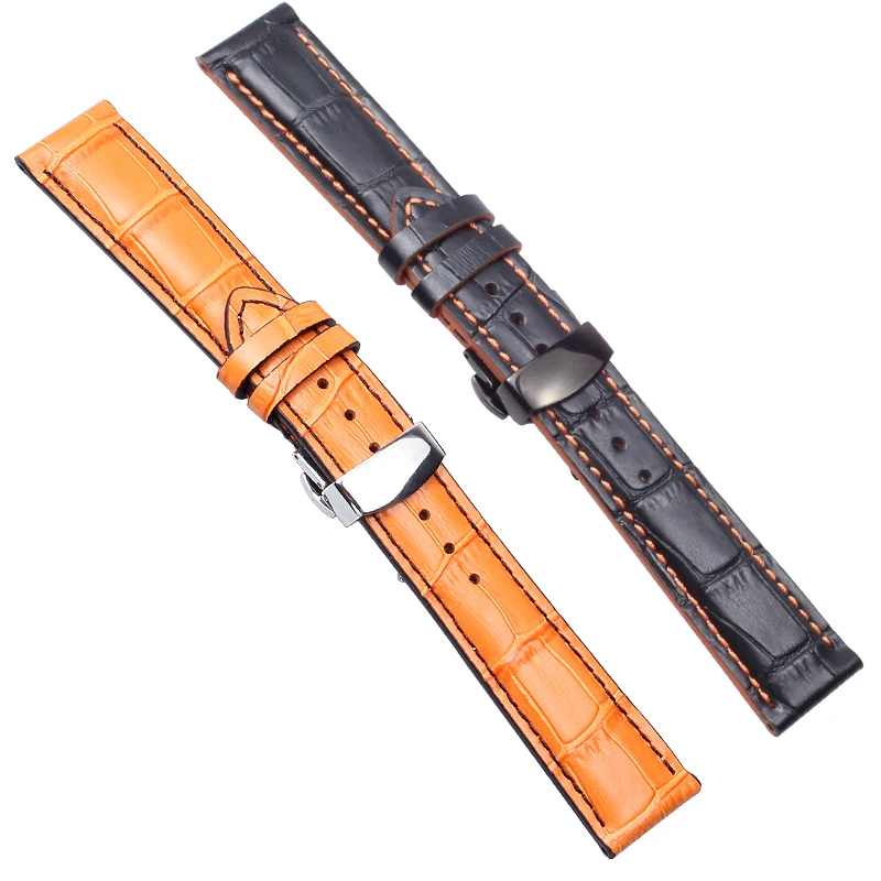 Kwaliteit Echt Leder Horlogeband 18Mm 20Mm 22Mm 23Mm Orange Leater Band Van Horloge Of Mido m005 Citizen Band Mannen