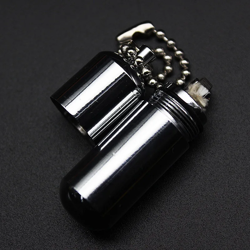 Mini Stainless Steel Kerosene Lighter Gasoline Oil Keychain Flint Fire Starter Cute Lighter Gadgets For Men Survival Fire