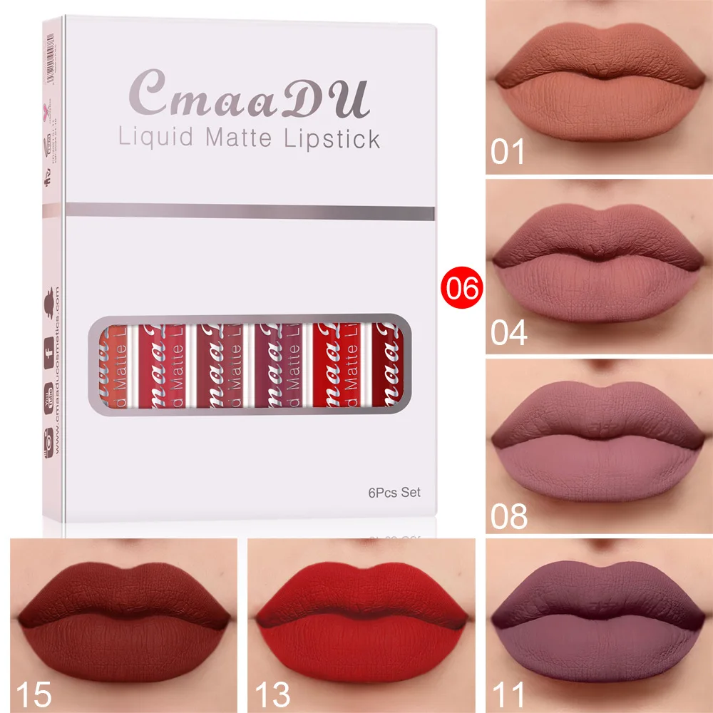 Moda 6 pz/set rossetto liquido opaco lucidalabbra idratante a lunga durata labbra trucco bellezza lucidalabbra