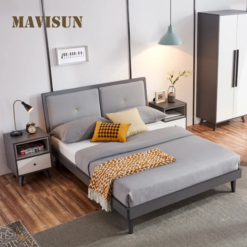 Conjunto de muebles de lujo para el hogar, cama de estilo europeo Simple de madera maciza de 1,2 m, estilo nórdico, pequeño apartamento, cama doble