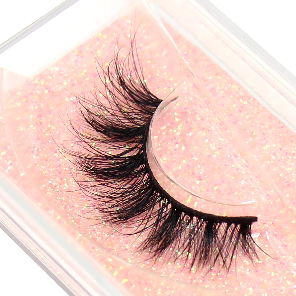 FOXESJI Make-up Nerz Wimpern Flauschige weiche volle gefälschte Wimpern Dicke falsche Wimpern Wispy Lash Extension Natürliche 3D-Augen-Nerzwimpern – Detail 3