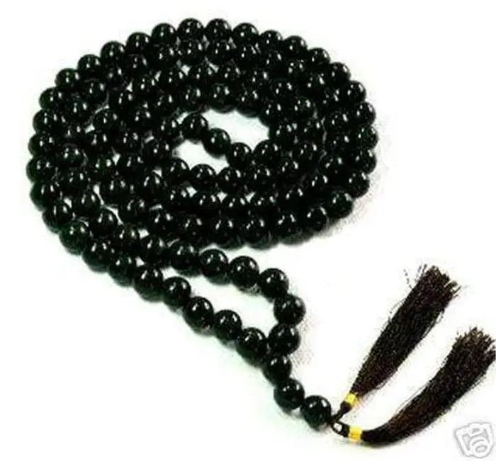 

new 6mm 108 Tibetan Buddhist Black Agate Prayer Beads Necklace