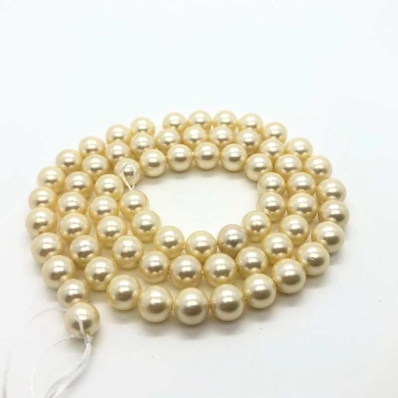 Charming Wholesale Yellow Round Imitation Shell Pearl Loose Beads 4-14mm High Grade Women Hot Sale Jewelry Making 15inch