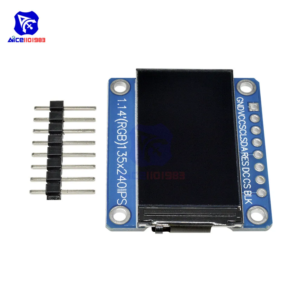 Diymore 1.14 Inch Spi 240X135 Rgb Tft Lcd Display Module ST7789 Ips Hd Lcd-scherm Voor Arduino C51 STM32 3.3V Met Pin