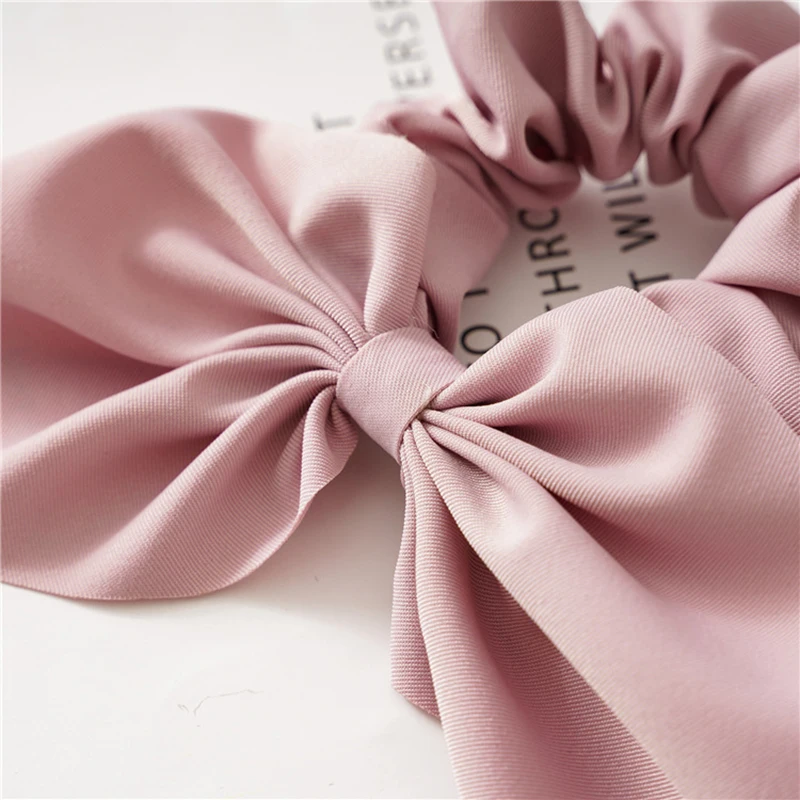 2020 New Girls Chiffon Bowknot Silk Hair Bow Scrunchies Women Ponytail Holder Hair Tie Hair Rope Rubber Bands Hair Accessories