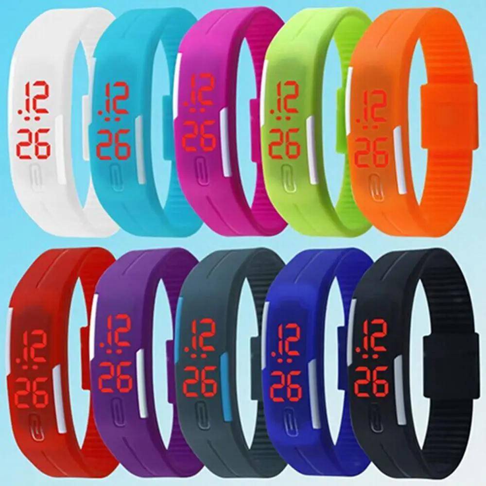 Montre de sport unisexe pour hommes et femmes, Bracelet en Silicone, LED rouge, horloge tactile numérique, nouvelle collection