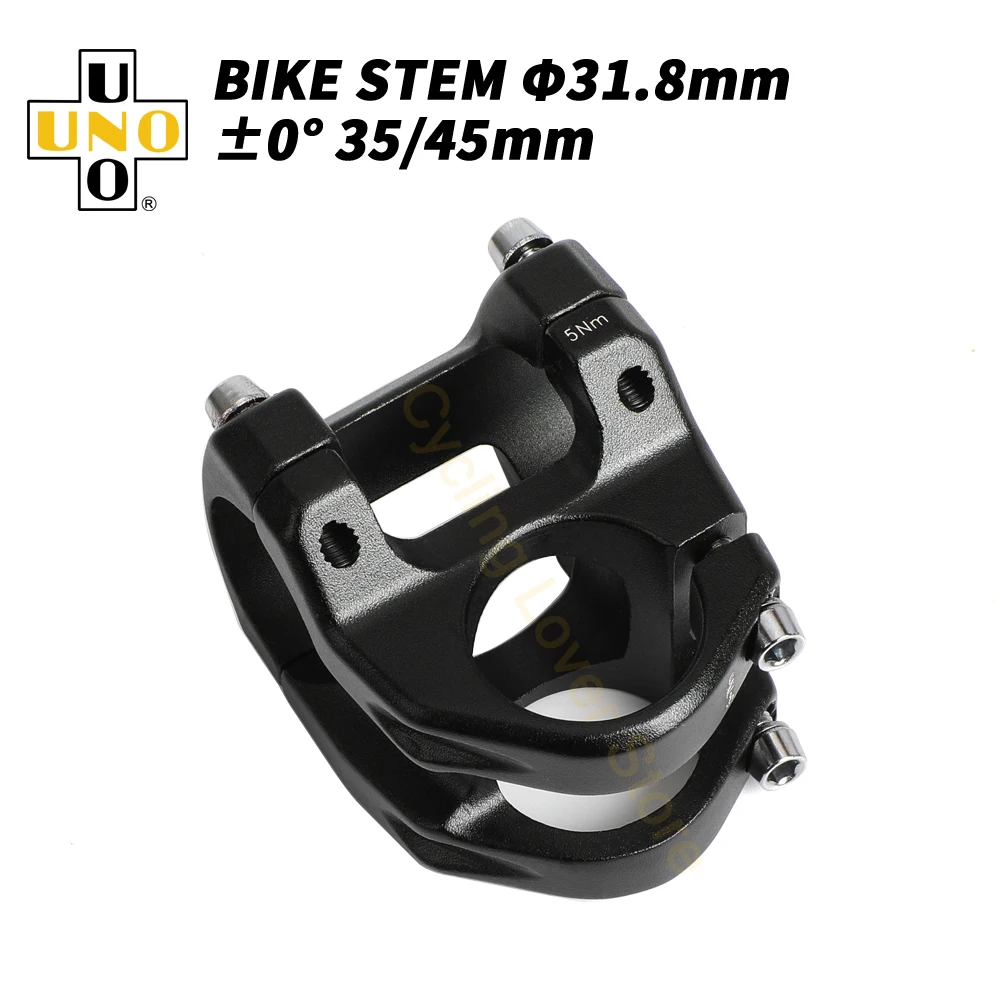 UNO Bicycle Handlebar Stem 0 Degree MTB Power 31.8mm Mountain Bike Stem 35/45mm Ultralight Kalloy UNO Bicycle Pieces