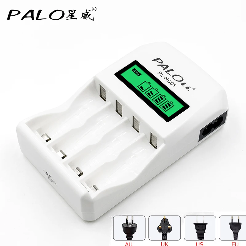 

PALO White LCD Display Smart Intelligent Battery Charger With 4 Slots For 1.2V AA / AAA NiCd & NiMh Rechargeable Batteries