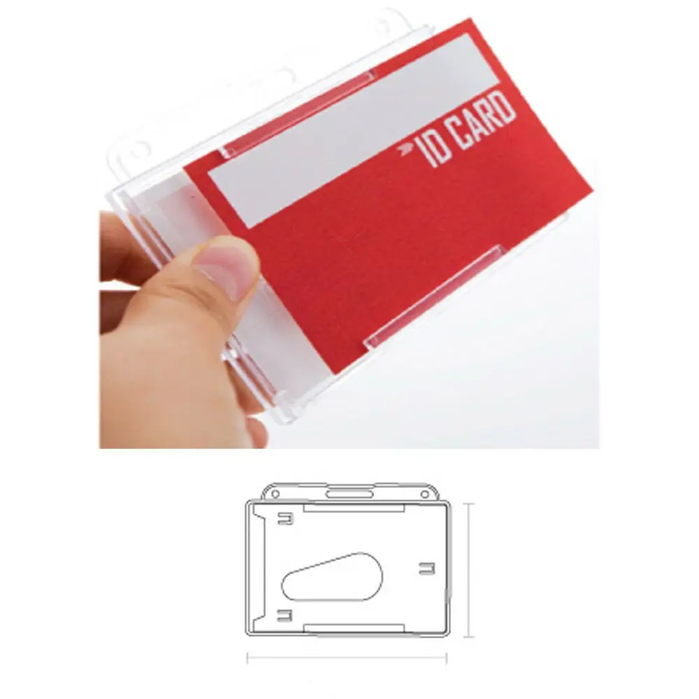 1pc Transparent Hard ID Card Holder Protector double-sided Business Card Cover Protection Case Identity Pass Badge Holder