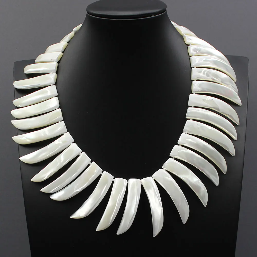 

G-G Natural Mop White Shell Real Mother of pearl Top-drilled Beads Necklace Handmade For Women