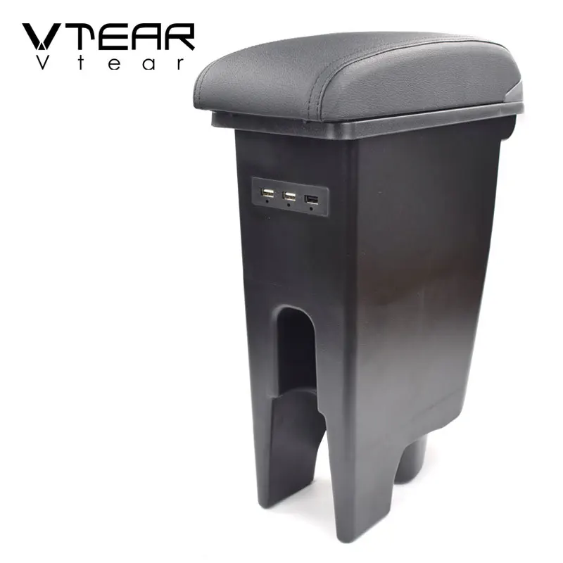 Vtear For Peugeot 107 armrest car-styling arm rest center console USB storage box accessories leather decoration interior auto