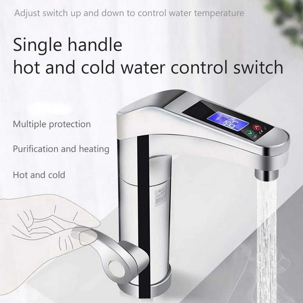 LED Electric Kitchen Faucet Tap Hot Cold Convenient Water Faucet Digital Display Home Bathroom Kitchen Water Heater Accessories