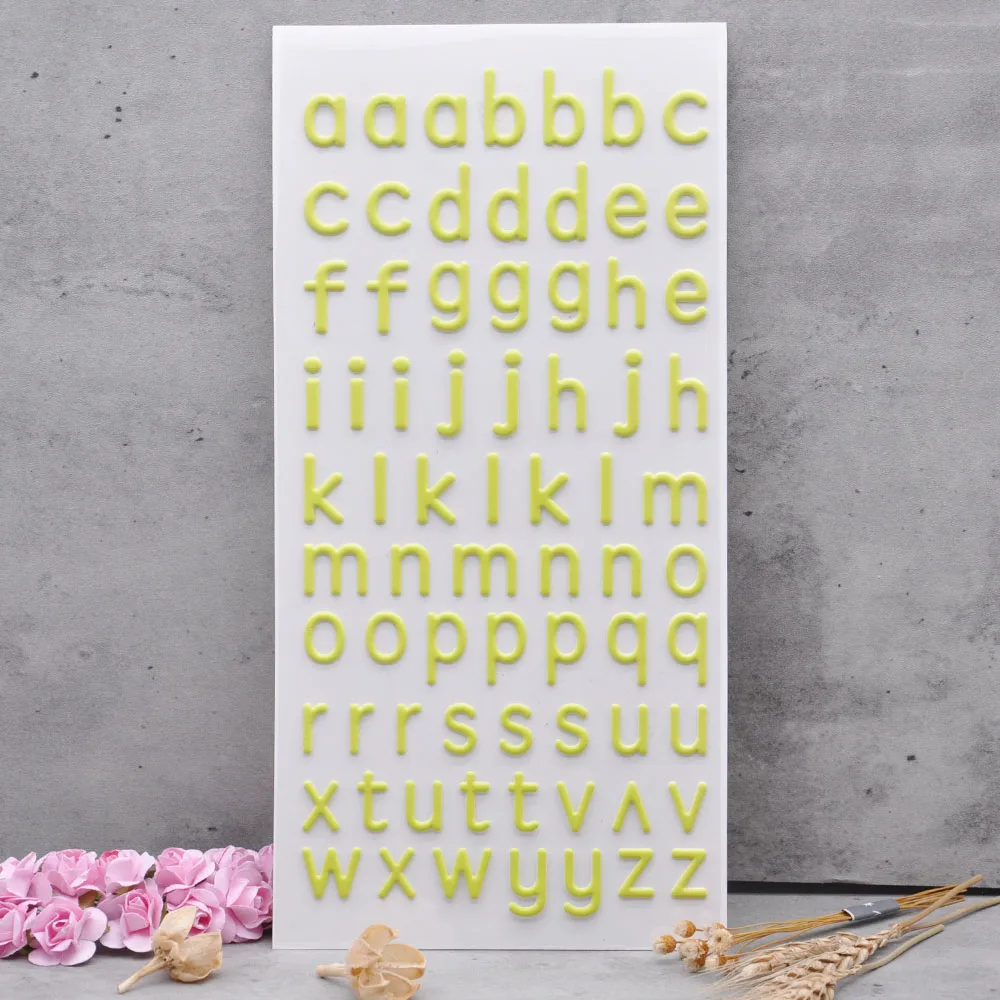 Low price 8 Sheets Alphabet Letters Sticker 24Cm*12Cm  Self Adhesive Lowercase Uppercase Puffy Sticker Decorative Scrapbooking
