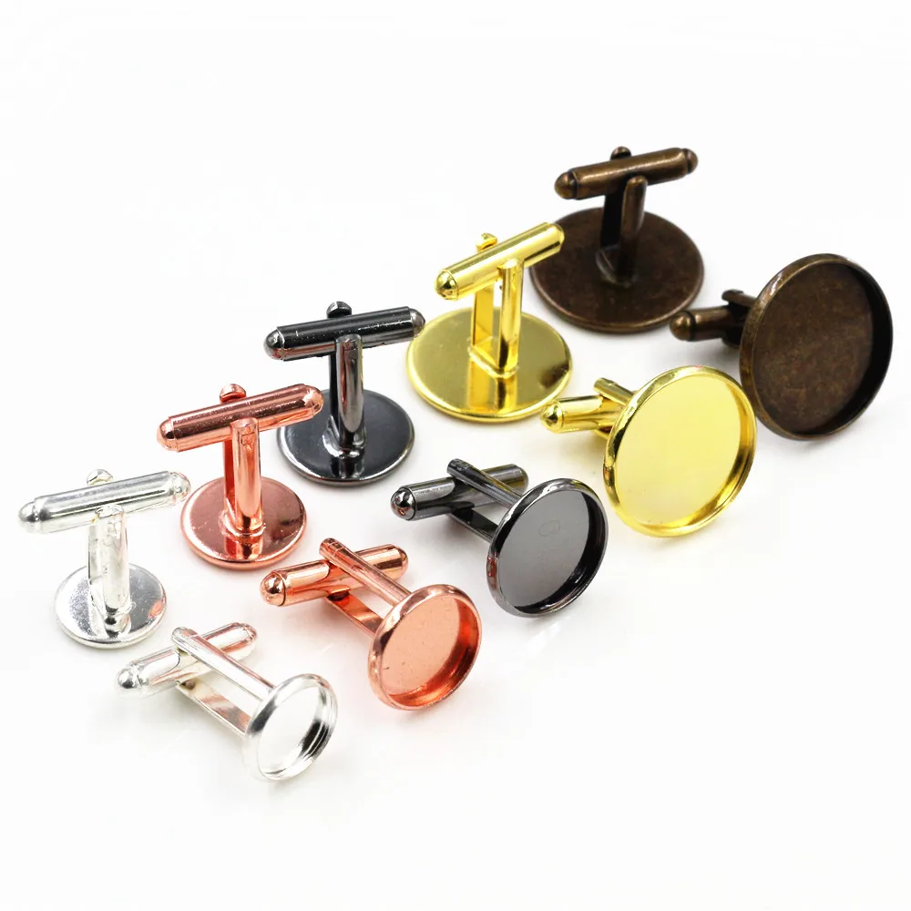10 unids/lote 10mm 12mm,14mm,16mm,18mm,20mm, 6 colores gemelos de cobre chapados en Base gemelos ajustes cabujón Base para camafeo