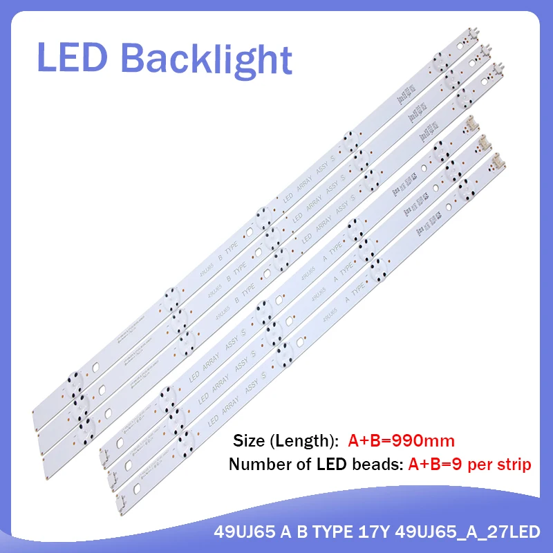 Kit 6pcs LED backlight for LG 49UJ701V 49LJ614V 49UJ650 49UJ670V 49UJ634V 49UJ670 49UJ651V 17Y 49LJ61 49LH61 49UJ65 A B 27LED