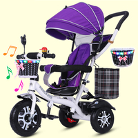 Children Tricycle Foldable Balance Stroller Two Way Carriage Kids Bike With Music Baby Pushchair Outdoor Toys For 1-6 Years Old