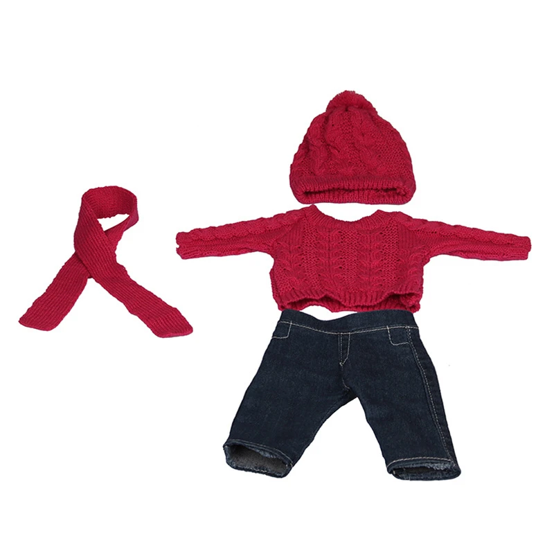 Kleidung für Baby Geboren 43 cm Puppe Outfits18 Zoll Pullover Anzug Hut Schal Handschuhe Reborn Zubehör Mädchen Geburtstag Festival Geschenke