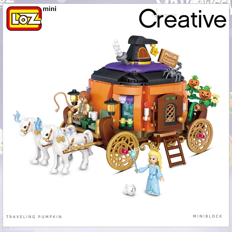 LOZ Pumpkin Carriage Building Blocks Small Particle Assembling Toy Assembly