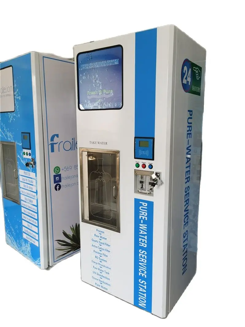 USA 400GPD Alkaline Purified Water Vending Machine for Drinking Water Purifier Dispenser Coin Operate Bottle Filling Machine