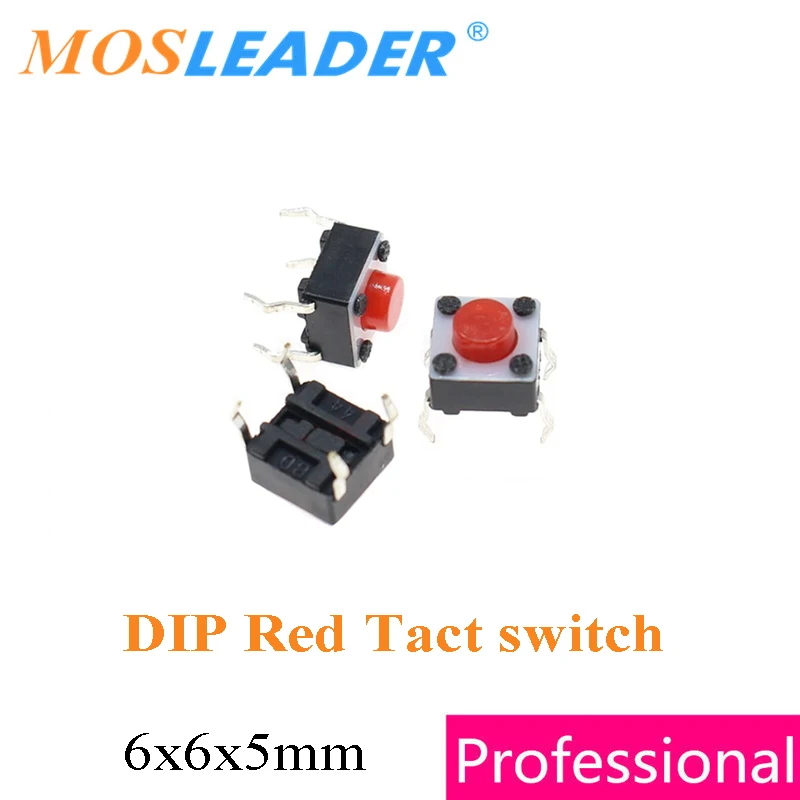 Mosleader 1000pcs DIP4 4 Pin 6x6x5mm 6*6*5 Red DIP Tact switch Tactile Tact Push Button Micro Switch Induction cooker switch