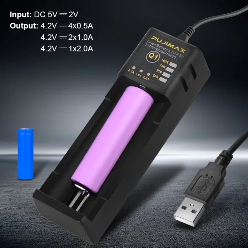 PUJIMAX 18650 battery charger Smart charging Adjustable current 26650 21700 14500 26500 22650 Li-ion Rechargeable Battery charge