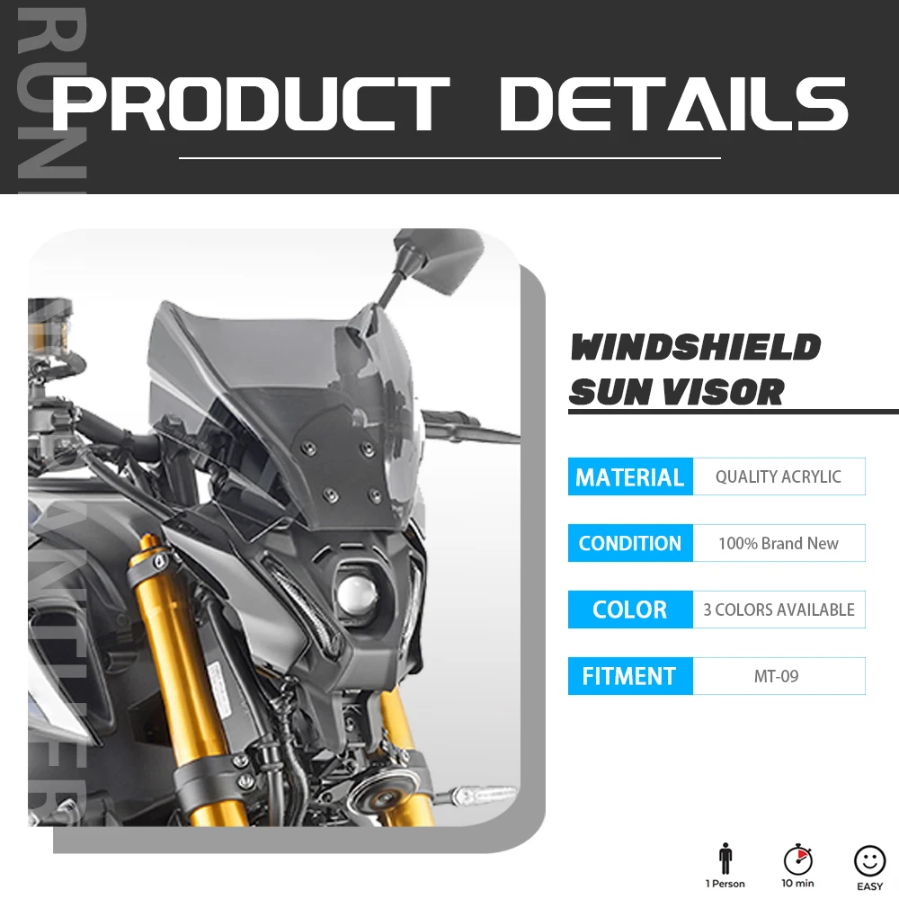 MT09 / SP 2021 Windscreen For Givi Windshield For Yamaha MT-09 MT 09 Wind Shield Screen Protector Parts Motorcycle Accessories - Image 5