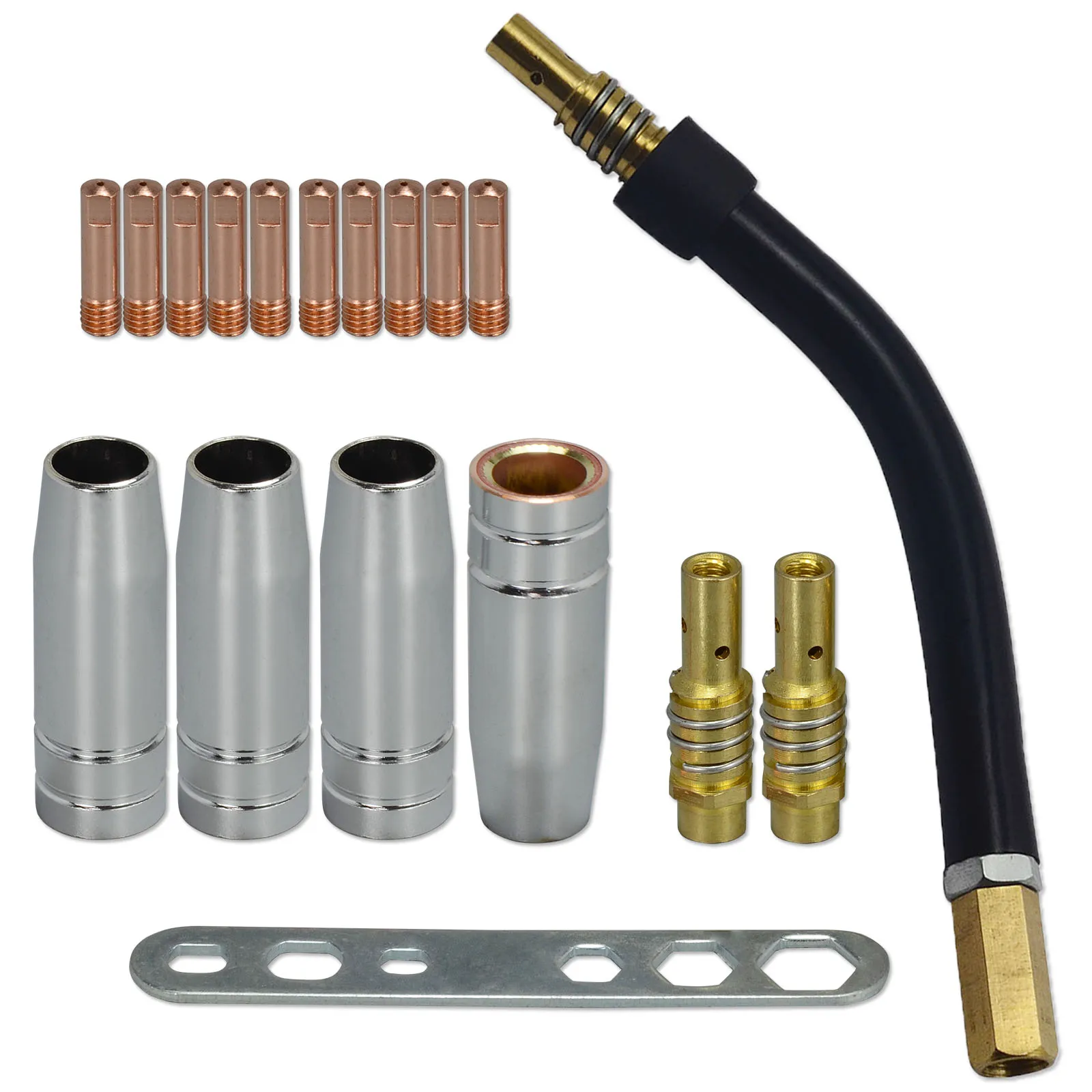 

MB15 15AK Contact Tip 0.8mm M6 & Tips Holder Difuser & Shield cup & Torch Neck For MB15 15AK MIG Welding Torch 18pk