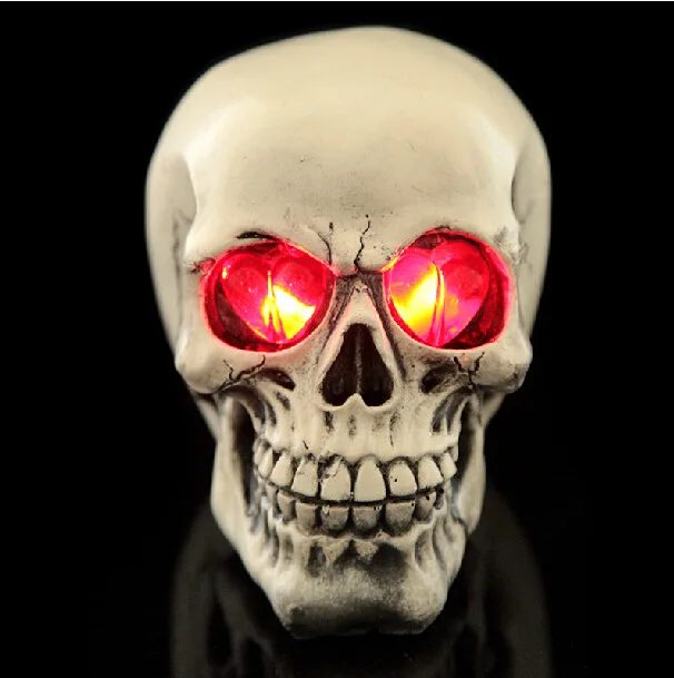 Led Human Shape Skeleton Head Homosapiens Skull Statue Figurine Demon Evil Home Decoration Accessories Halloween Scary Party