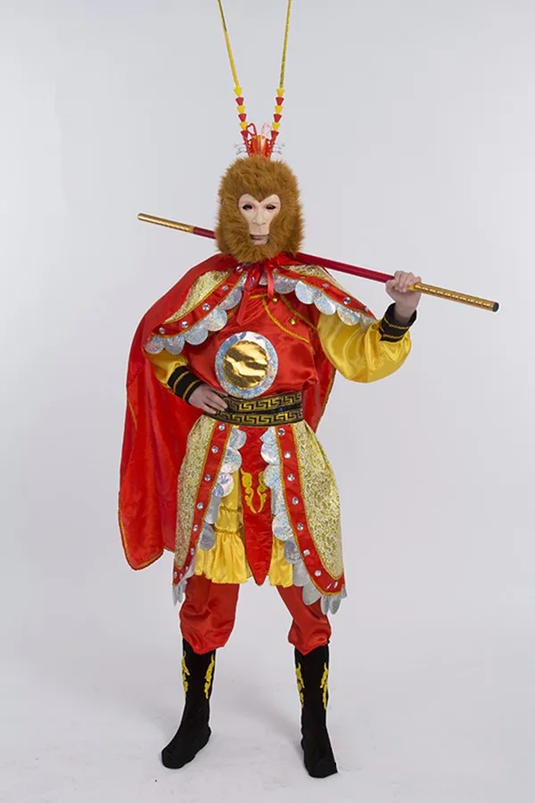 Adulto dos homens trajes de macaco sun wukong traje novo legal festa de halloween macaco rei cosplay tv palco mostrar traje chinês