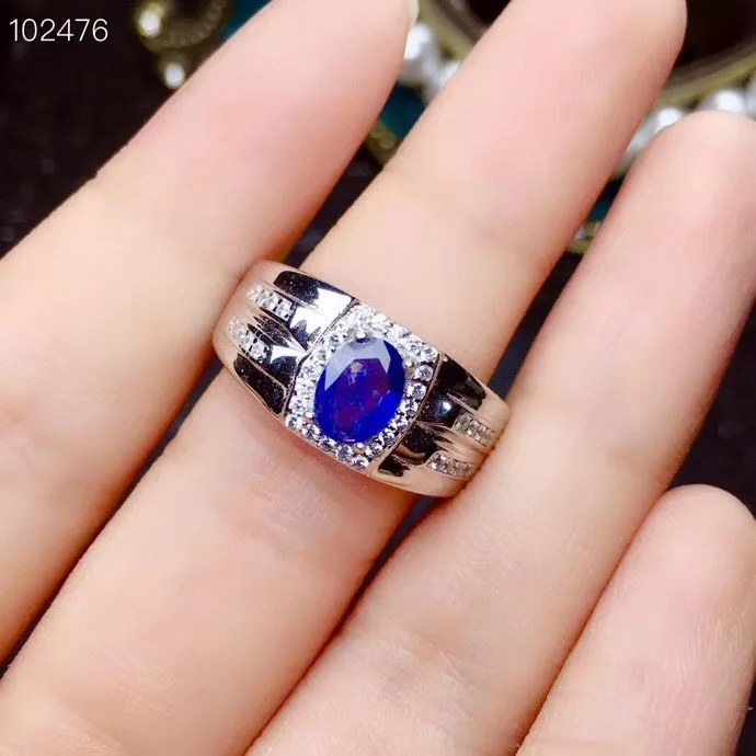 KJJEAXCMY boutique jewelry 925 sterling silver inlaid natural sapphire gemstone ring support detection popular