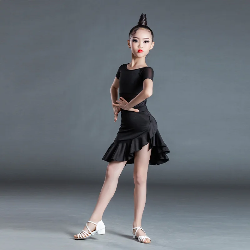 110-170Cm Nhảy Latin Đầm Trẻ Em Người Lớn Salsa/Phòng Khiêu Vũ/Tango/Cha Bé Gái Đen Cao Cấp vestidos Chắc Chắn Nữ Ngăn Cao Cấp Trang Phục